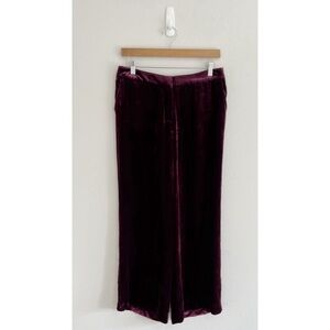 Boden Purple High Waisted Velvet Wide Leg Trousers 6P